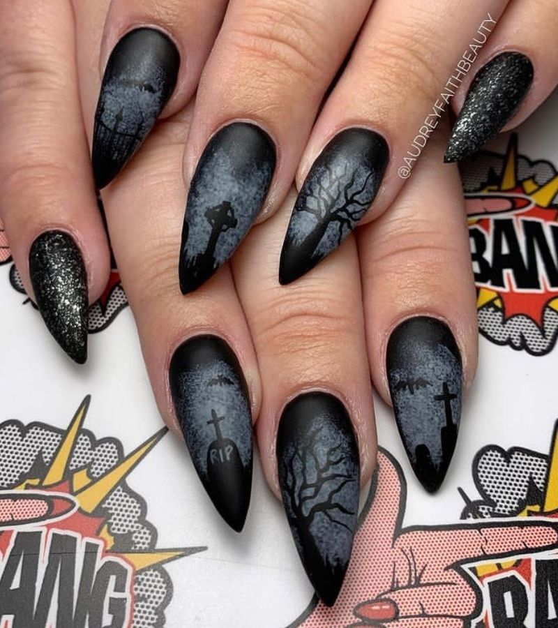 Midnight Graveyard Nail Ideas