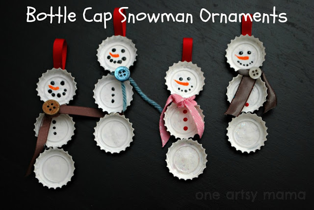 DIY Bottle Cap Snowmen DIY Bottle Cap Snowmen
