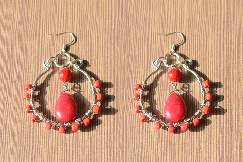 Red Chandelier Dangle Earrings