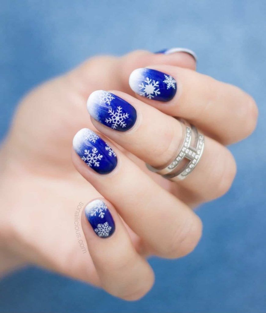 Blue And White Ombre Snowflake Nails Pictures, Photos, and Images for