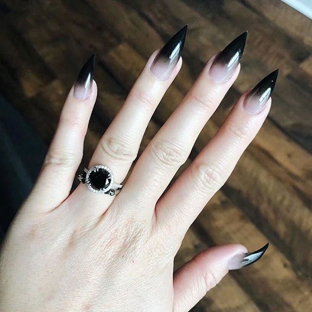 Black And White Ombre Stiletto Nails Pictures, Photos, and Images for