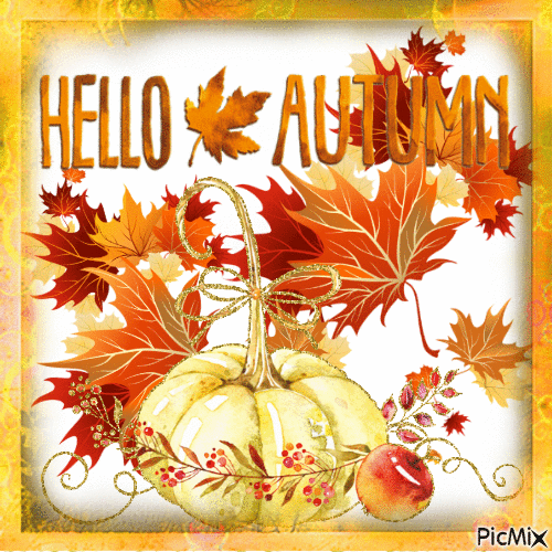 Pumpkin And Leaves Hello Autumn Gif Pictures, Photos, and Images for Facebook, Tumblr
