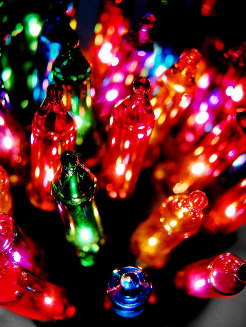 Closeup of LED Christmas Lights
