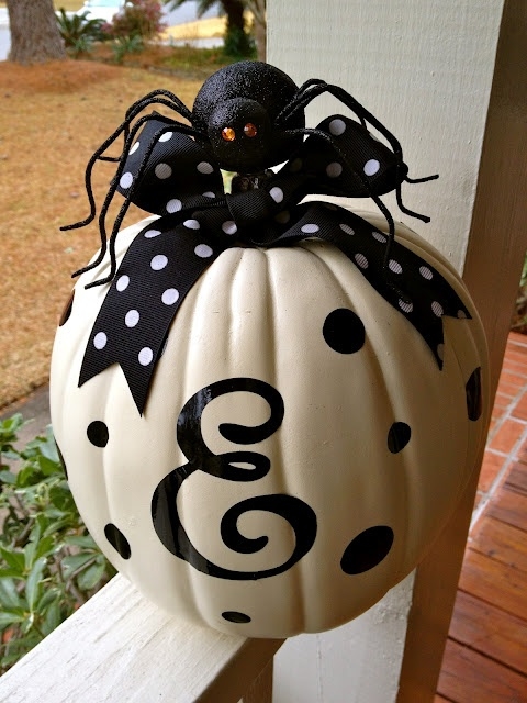 Cute No Carve Spider Bow Pumpkin Cute No Carve Spider Bow Pumpkin