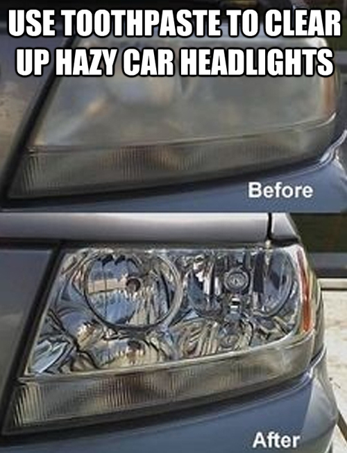 Toothpaste to clear up hazy car headlights