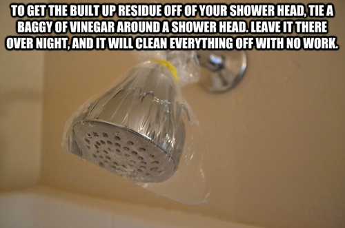 Cleaning residue off of shower head Cleaning residue off of shower head