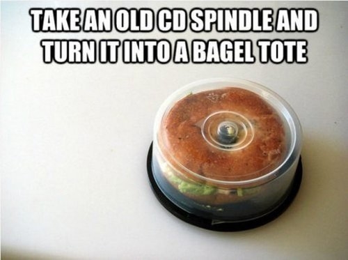 Take An Old CD Spindle into a bagel tote