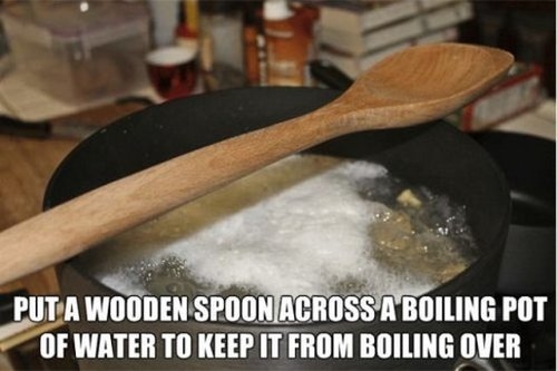 Put wooden spoon across pot to avoid boiling over Put wooden spoon across pot to avoid boiling over