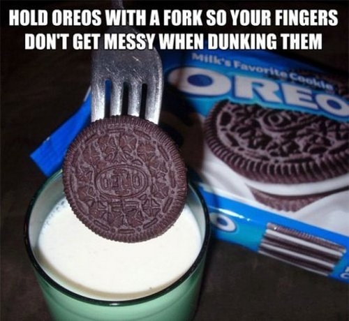 Hold oreos with a fork