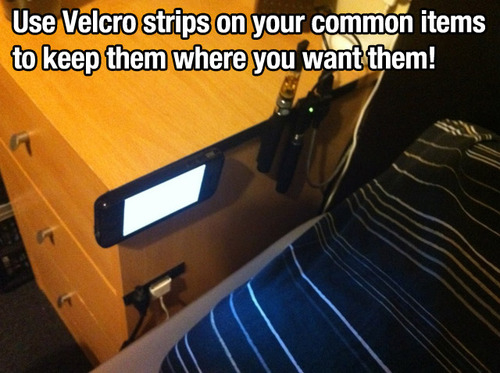 Velcro strips to keep items where you want them