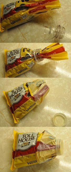 Using bottle to close packages Using bottle to close packages