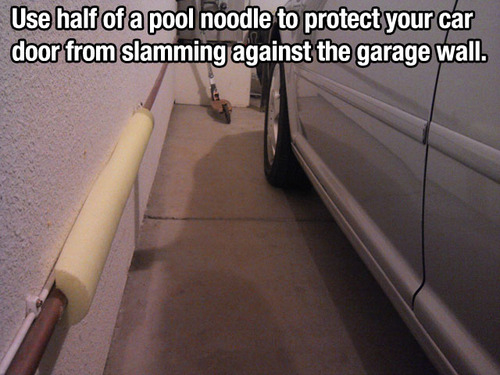 Pool noodle to protect car door