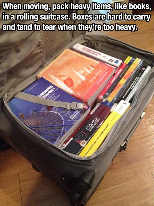Using suitcases to move heavy items Using suitcases to move heavy items