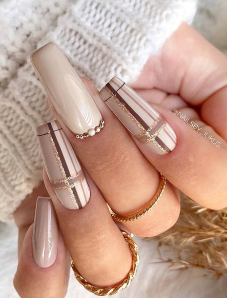 Long Gold Beige Nails Pictures, Photos, and Images for Facebook, Tumblr, Pinterest, and Twitter