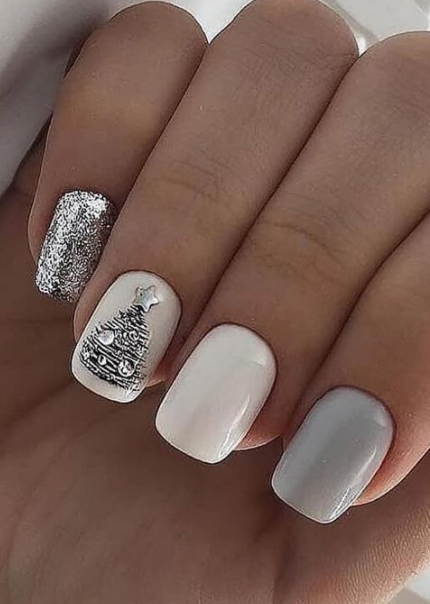Short White Christmas Tree Nails Pictures, Photos, and Images for Facebook, Tumblr, Pinterest