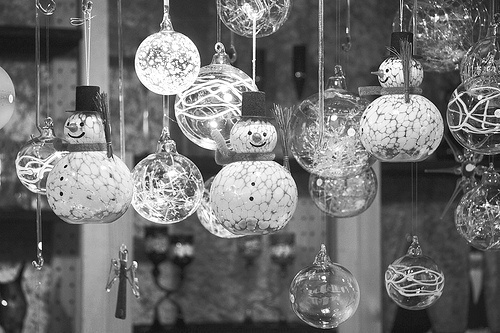 Black and white glass ornaments