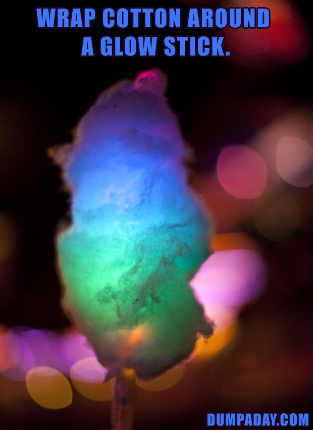 Wrap cotton around a glow stick Wrap cotton around a glow stick