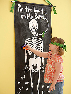 Pin the bow tie on the skeleton game