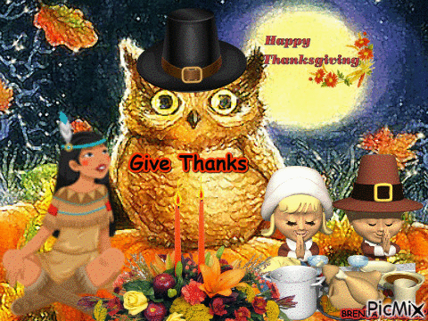 Thanksgiving Owl - Happy Thanksgiving Gif Pictures, Photos, and Images