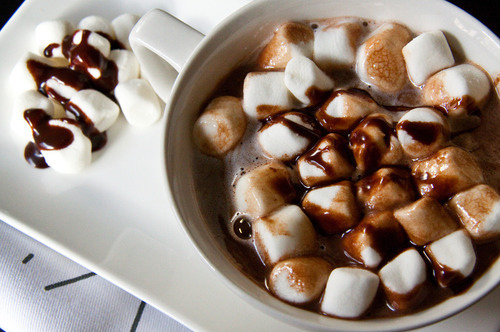 Hot chocolate and marshmallows Hot chocolate and marshmallows