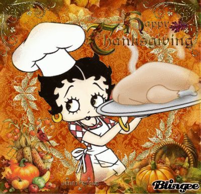 Betty Boop Serving Turkey - Happy Thanksgiving Pictures, Photos, and