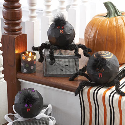 Paper mache spiders