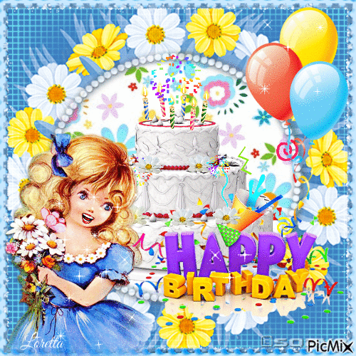 Girl With Daisies Happy Birthday Gif Pictures, Photos, and Images for Facebook, Tumblr