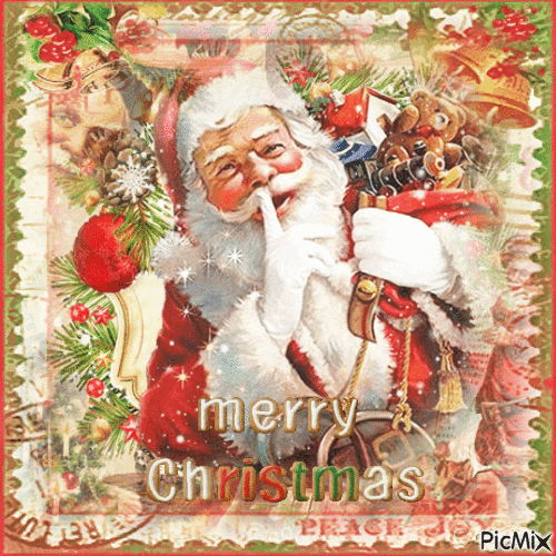 Santa Claus Merry Christmas Postcard Gif Pictures, Photos, and Images