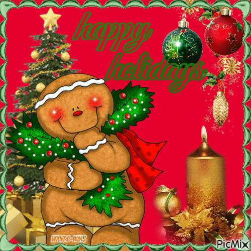 Cute Gingerbread Man Happy Holidays Pictures, Photos, and Images for