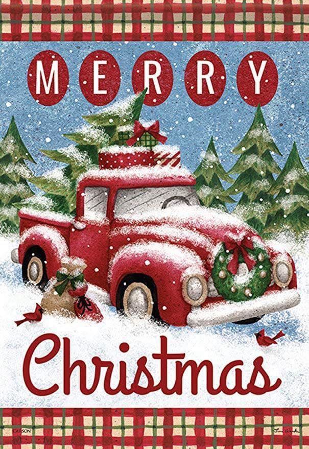 Vintage Red Truck Merry Christmas Quote Pictures, Photos, and Images