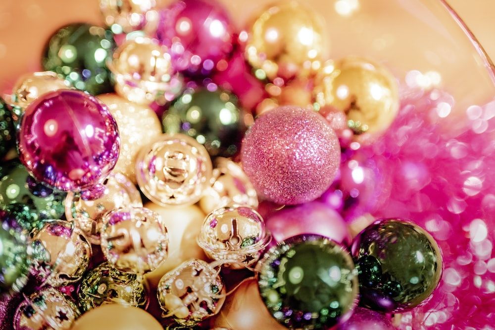 Pink, Gold And Green Ornaments Pictures, Photos, and Images for