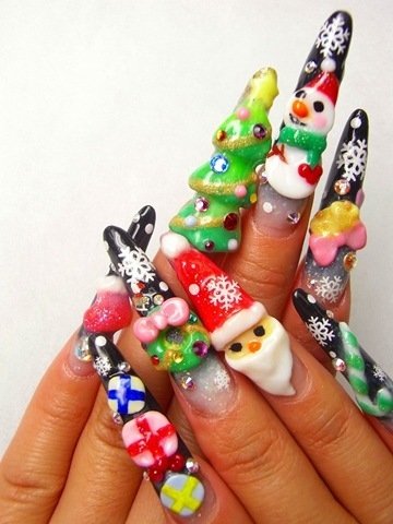 Christmas stiletto nails