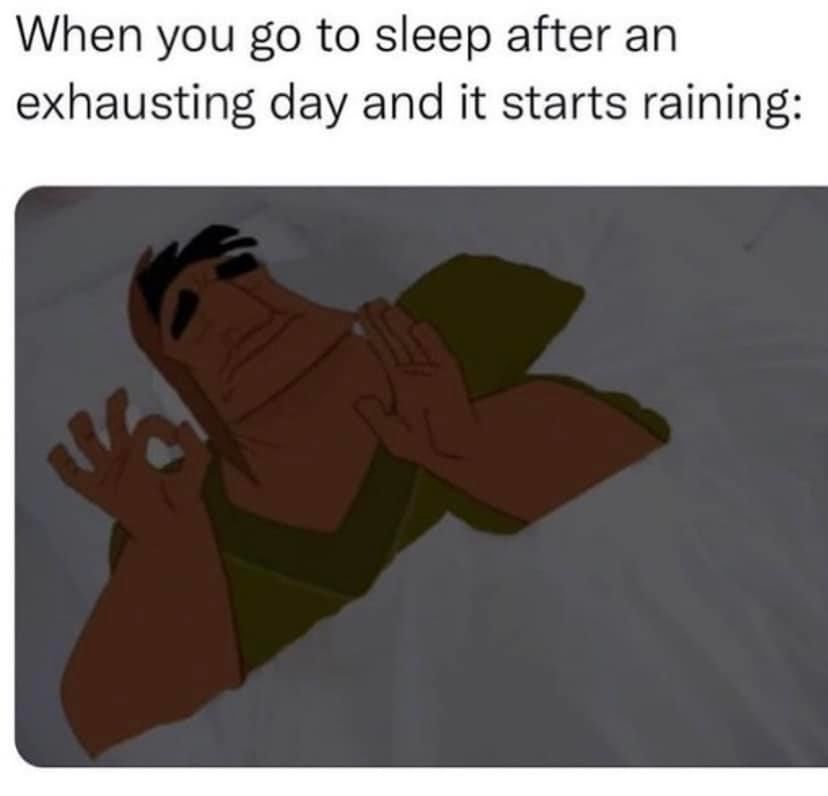 When You Go To Sleep After An Exhausting Day And It Starts Raining