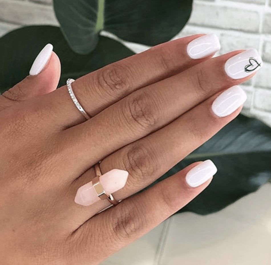 Powder White Nails With Black Heart Pictures, Photos, and Images for