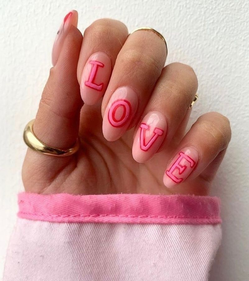 Nail Art with Love Theme