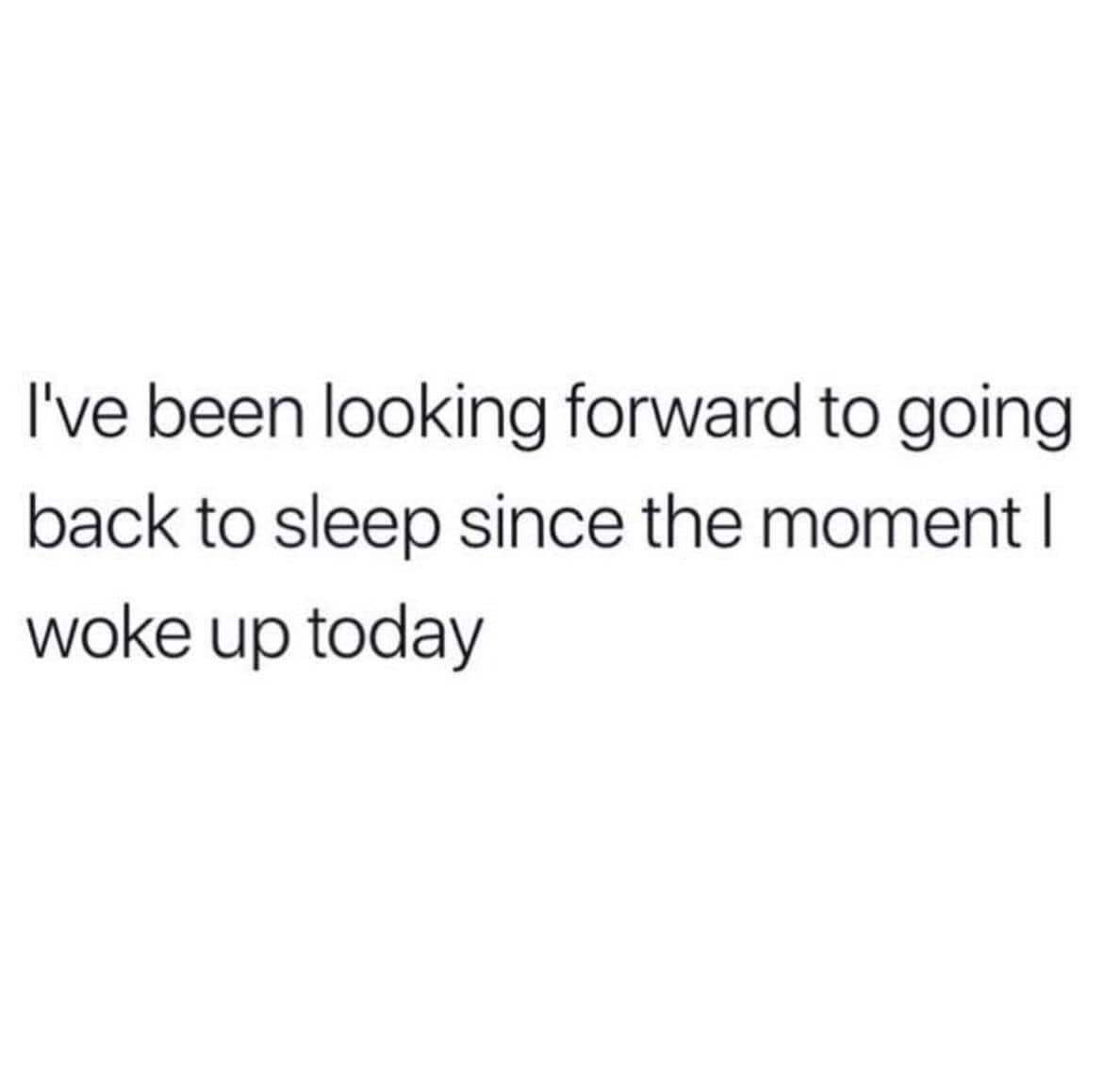 I've Been Looking Forward To Going Back To Sleep Since The Moment I