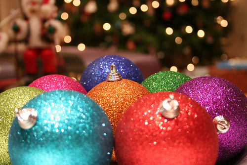 Colorful glitter ornaments