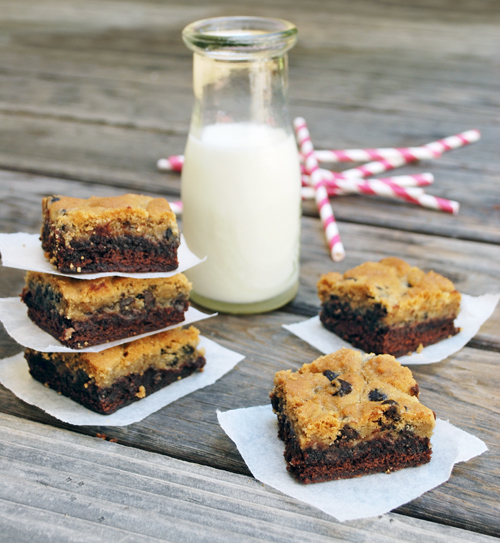 Chocolate chip cookie topped brownies Chocolate chip cookie topped brownies