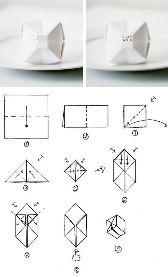 Origami balloon place cards Origami balloon place cards