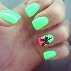 Neon tropical nails