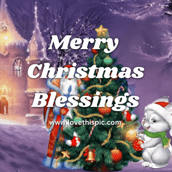 Santa And Bunny Merry Christmas Blessings Pictures, Photos, and
