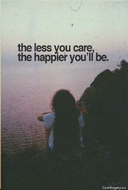 The less you care, the happier you will be. The less you care, the happier you will be.