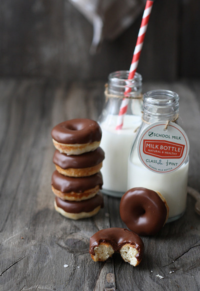 Chocolate donuts and milk Chocolate donuts and milk