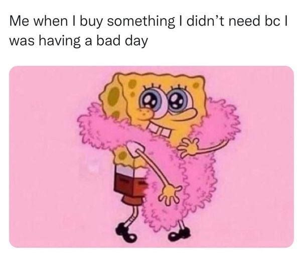 Me When I Buy Something I Didn't Need Bc I Was Having A Bad Day