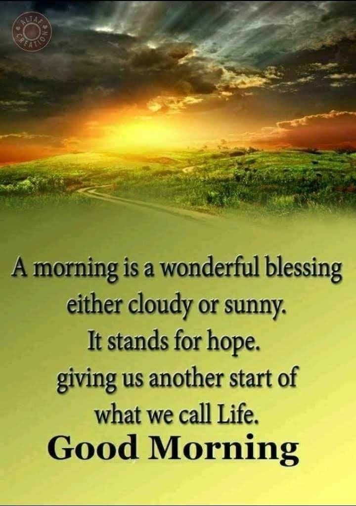 A Morning Is A Wonderful Blessing Either Cloudy Or Sunny. It Stands For