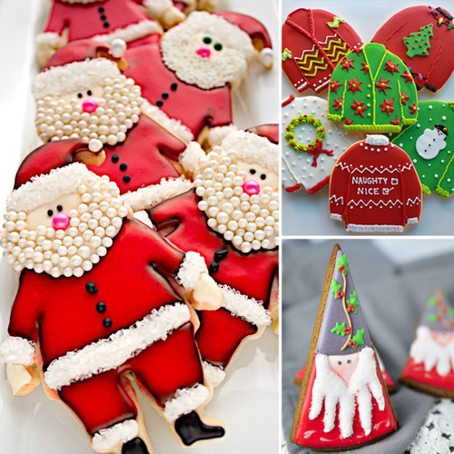 Santa and christmas sweater cookies