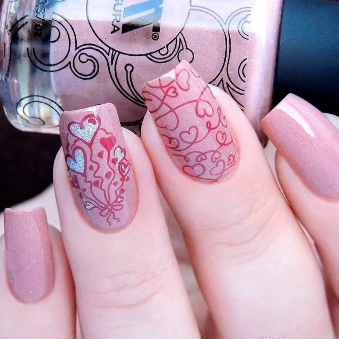 Glitter Pink Nails With Hearts Pictures, Photos, and Images for Facebook, Tumblr, Pinterest, and