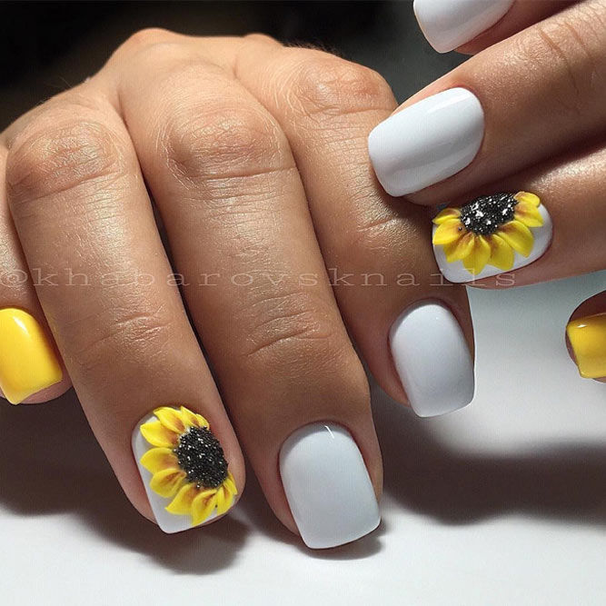 White Sunflower Nails Pictures, Photos, and Images for Facebook, Tumblr, Pinterest, and Twitter