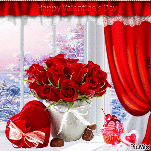 Pail Of Roses Happy Valentine's Day Gif Pictures, Photos, and Images