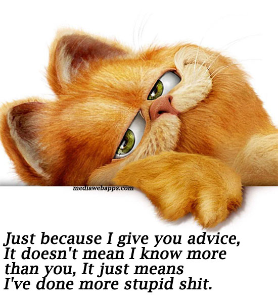 Just because I give you advice... Just because I give you advice...